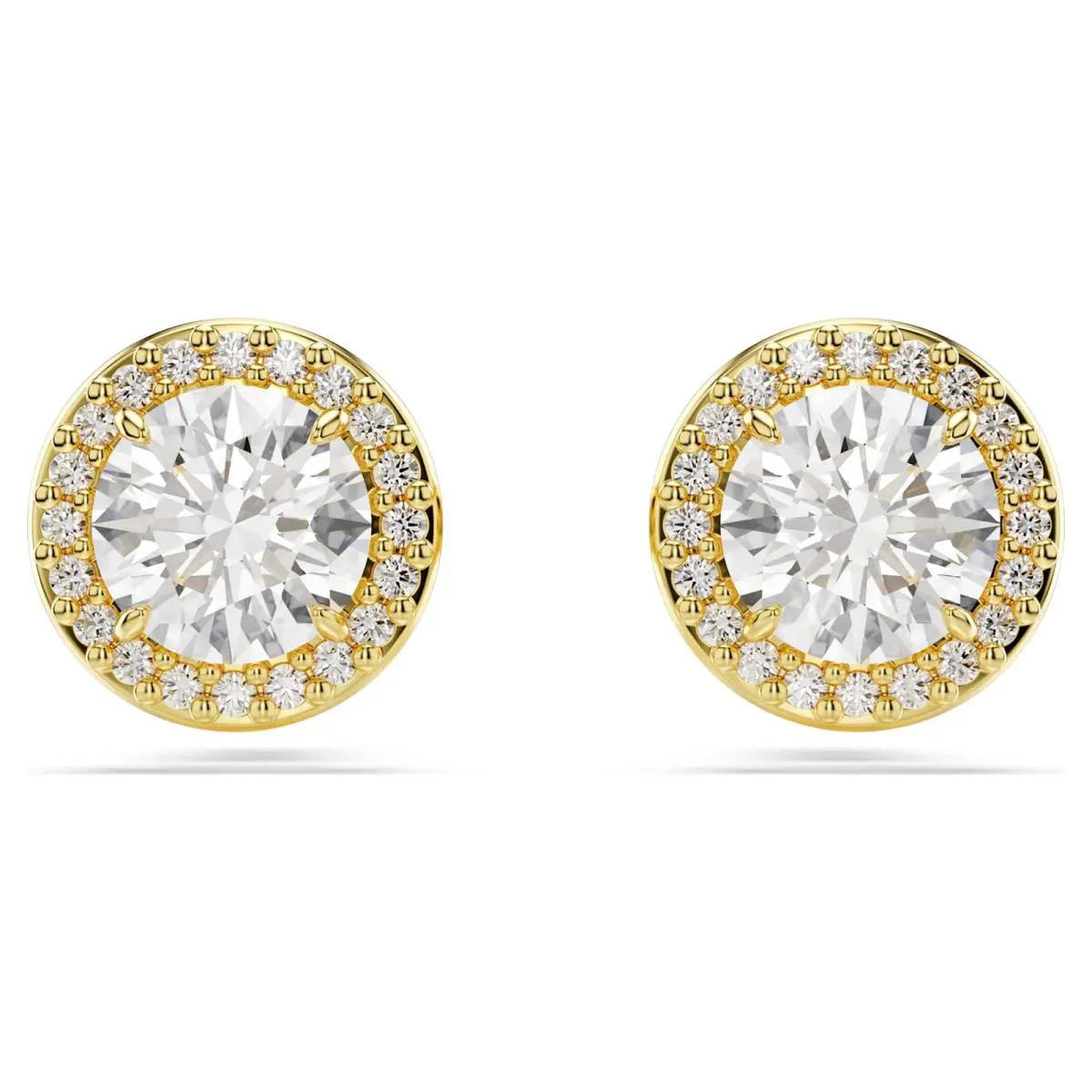 Swarovski Una Angelic Stud Earrings Round Cut Gold-tone Plated 5686637
