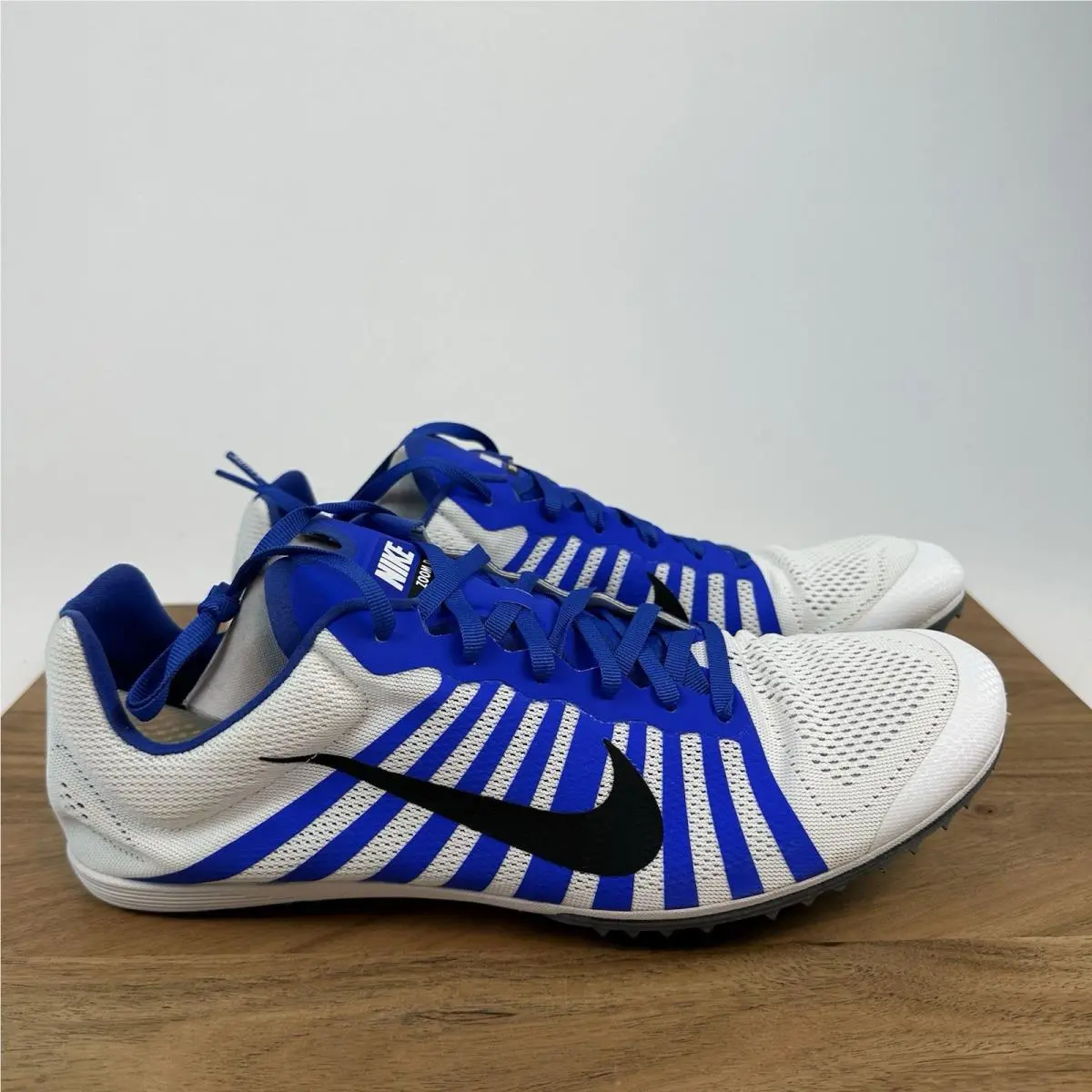 Mens Nike Zoom D White/blue Track and Field Spiked Running Shoes Size 12