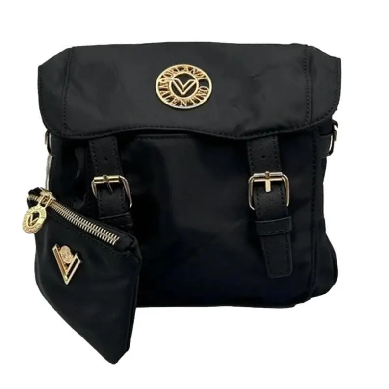 Orlandi  Sm Black Rsgold Nylon Mini Pack Crossbody Strap Coin Purse by Valentino