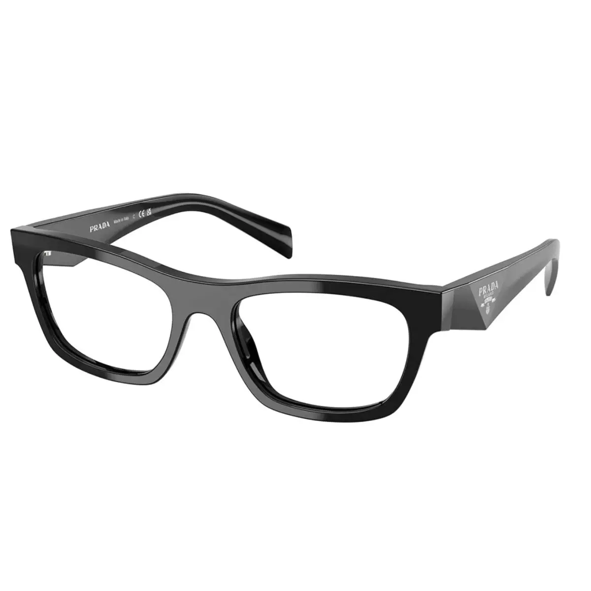 Prada Cateye Eyeglasses Vpr B01 16K-1O1 54-19 145 Shiny Black Silver Frames