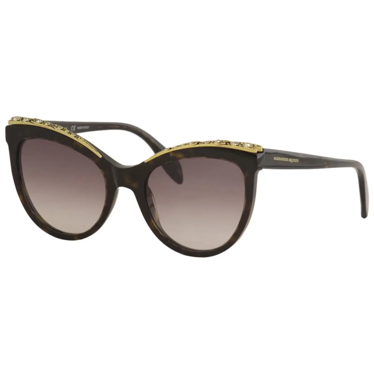 Alexander Mcqueen Women`s AM0181S AM/0181/S 003 Havana Cat Eye Sunglasses 55mm - Frame: Havana, Lens: Red