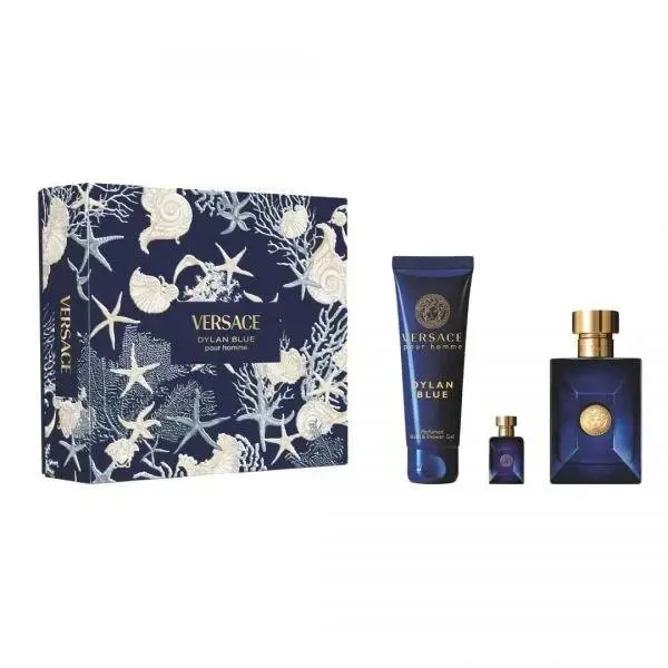 Dylan Blue by Versace Set For Men 3 Piece -3.4 Oz Eau De Toilette Spray 5.0 S/g