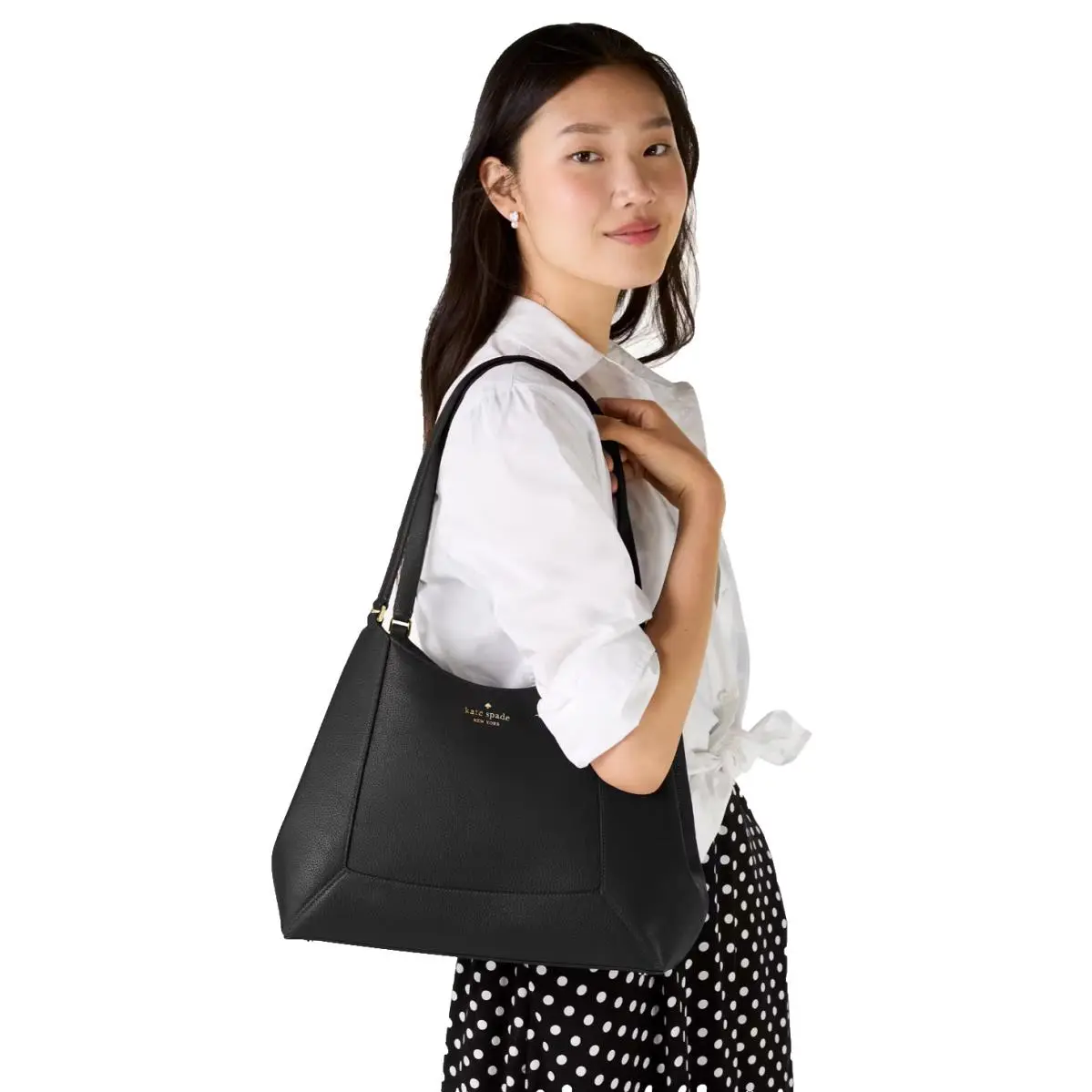Lena Large 3 Compartment Shoulder Black Leather KH435 Gift Bag by Kate Spade