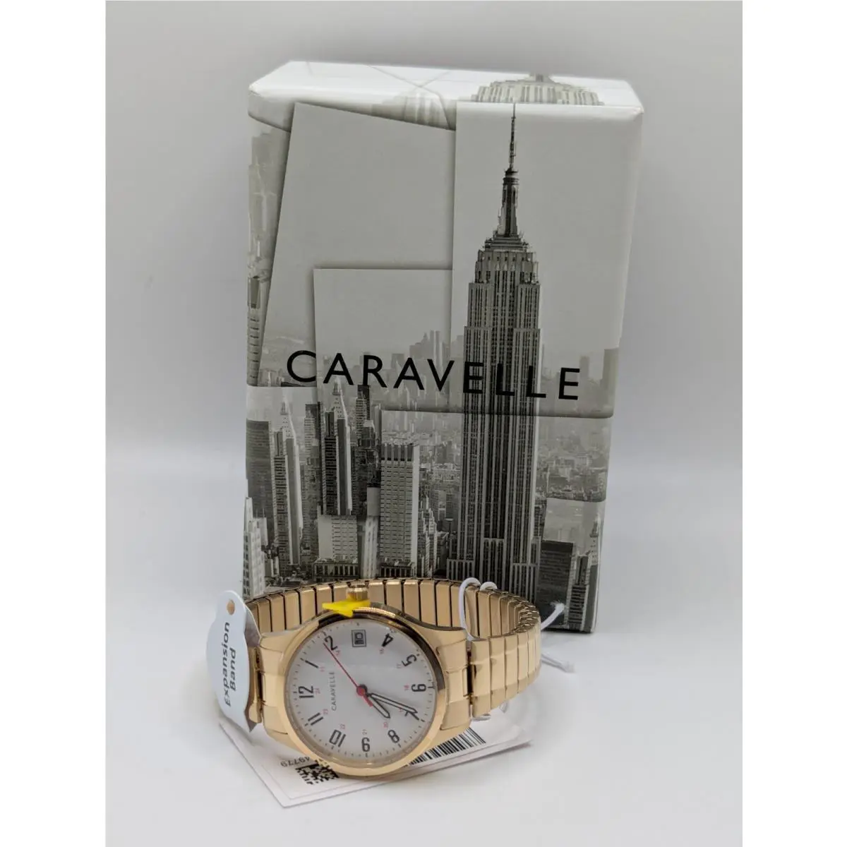 Caravelle By Bulova 44M113 Womens White Dial Gold Band Analog Wristwatch