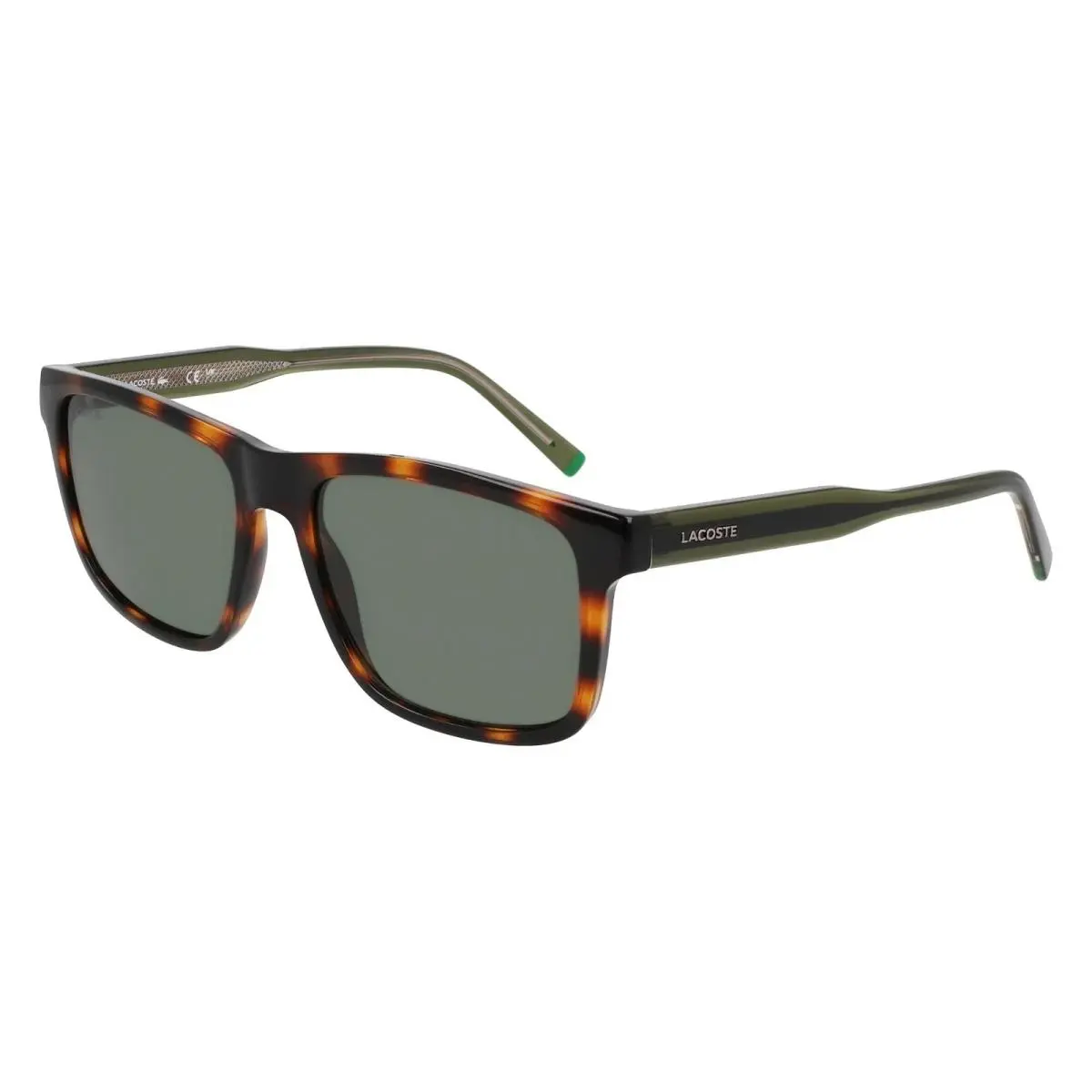 L6025S 214 Havana Sunglasses with Green Lenses by Lacoste