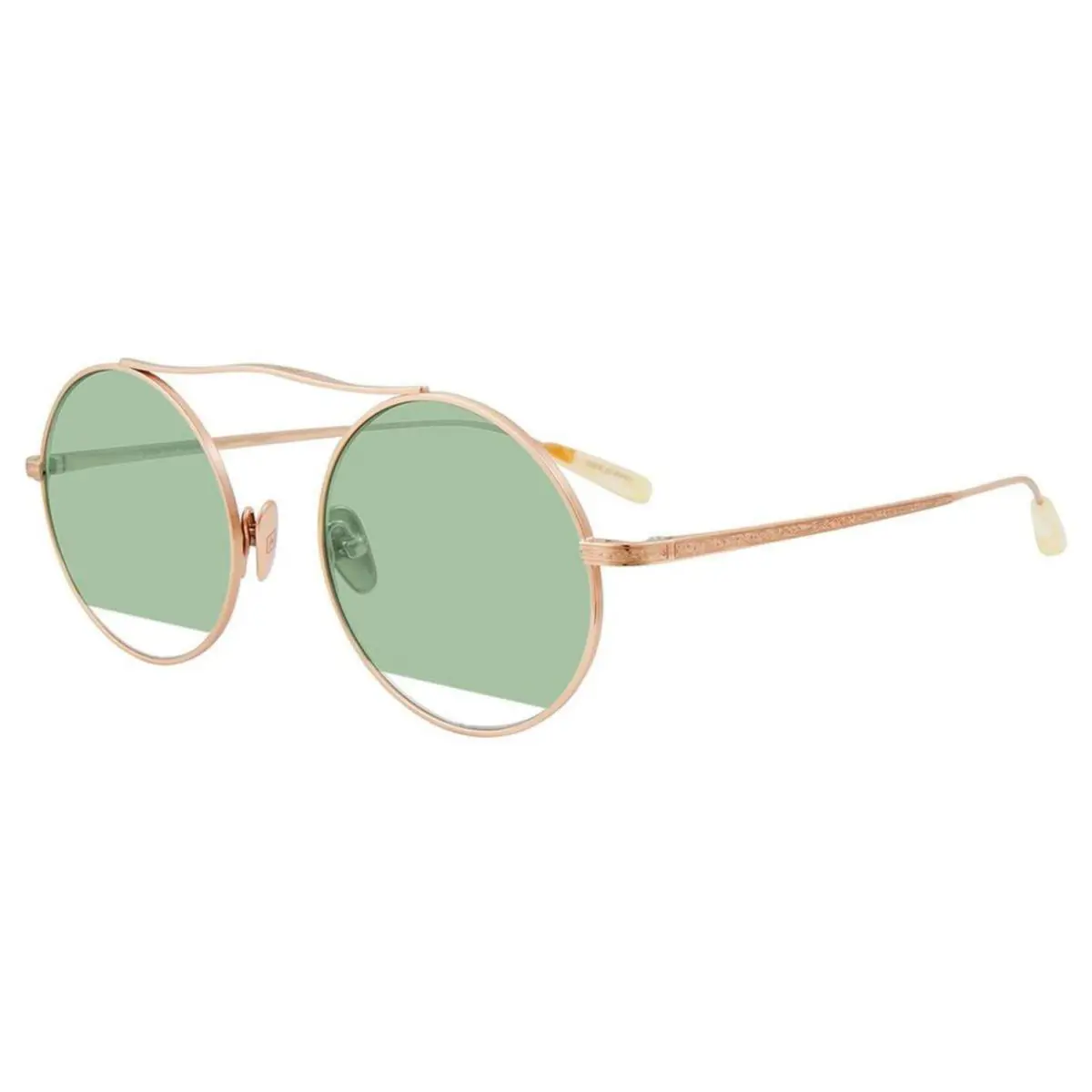 John Varvatos Designer Round Sunglasses Gold Frame Green Lens V536
