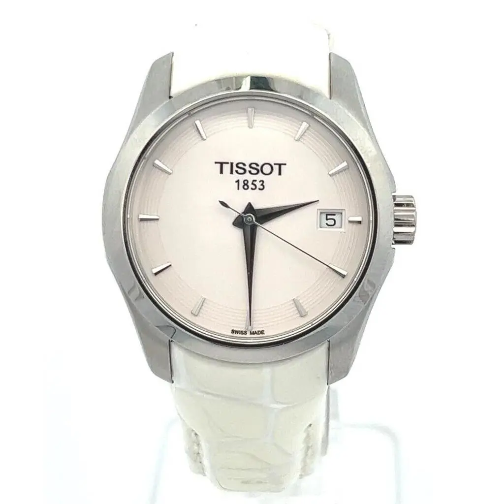 Tissot Women`s T0352101601100 Couturier Analog Display White - Dial: White, Band: White, Bezel: Silver