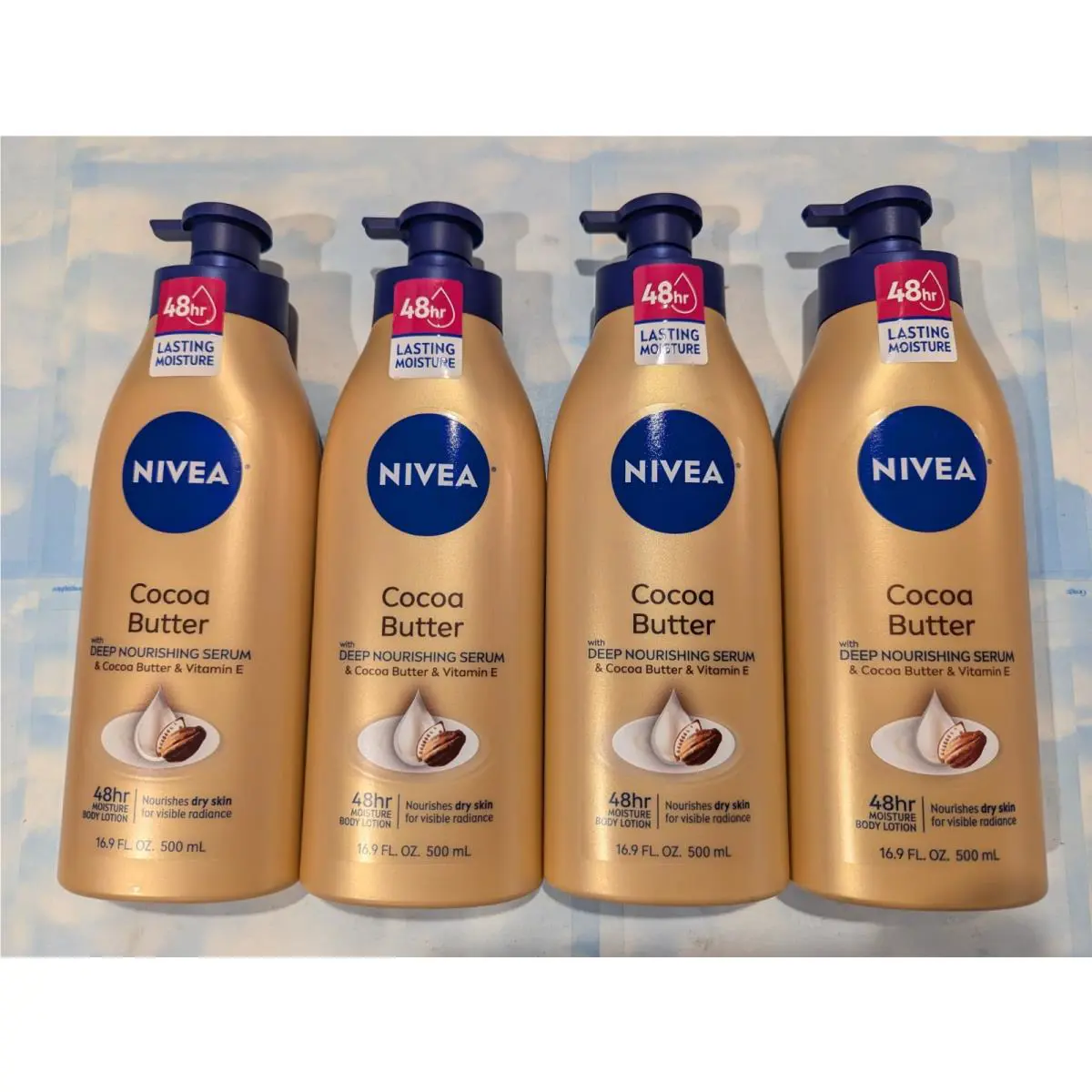 Lot 4 Nivea Cocoa Butter 48HR Deep Nourishing Serum Body Lotion 16.9 FL OZ