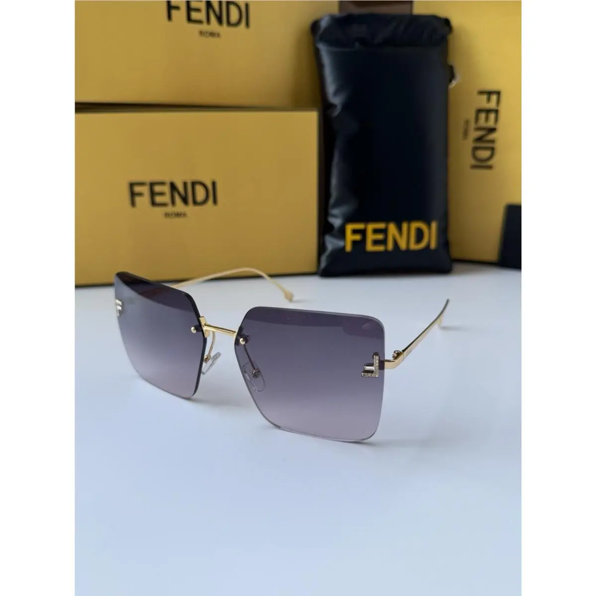 Fendi First Crystal FE4082US 30Y Gold Purple Gradient Women Sunglasses