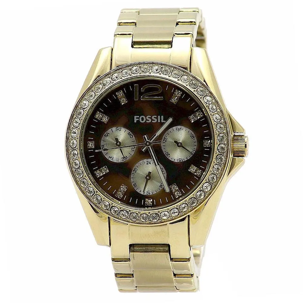 Women`s Riley ES3364 Gold Tortoise Stainless Steel Analog Watch by Fossil