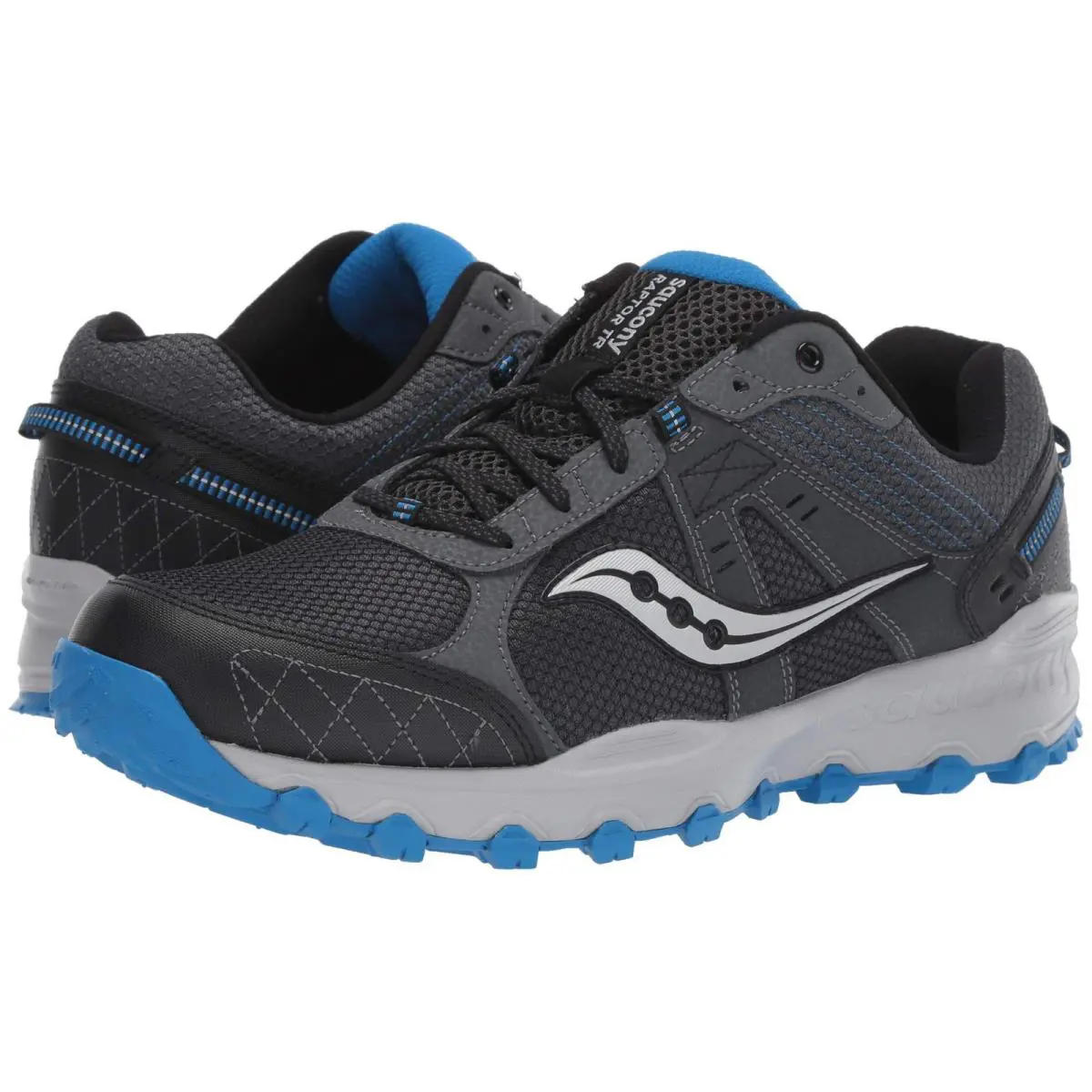 Saucony Grid Raptor TR 2 Men`s Running Shoes Charcoal/blue 11 Wide - Charcoal/Blue