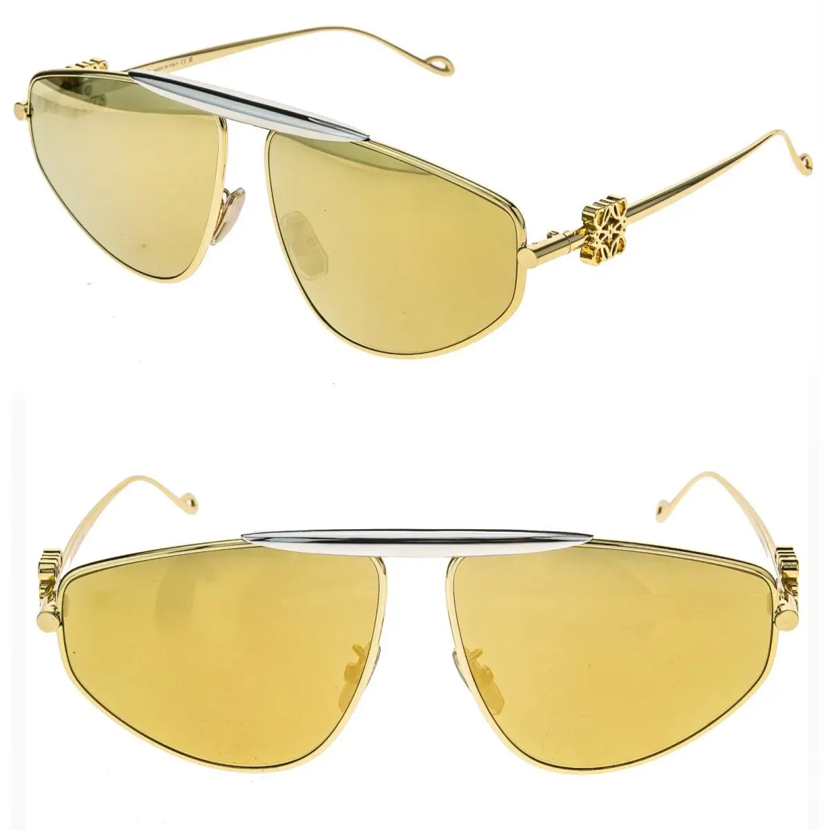 Loewe LW40116U 40116 Metal 3D Anagram Mask White Gold Mirrored Sunglass 25G