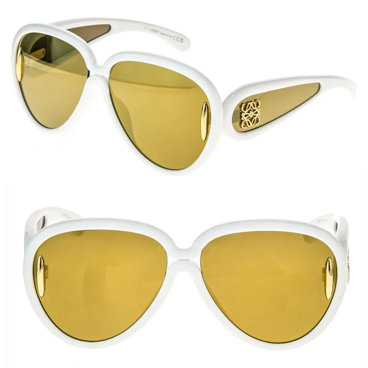 Loewe LW40132I 40132 Anagram Paula Ibiza Mask White Gold Mirrored Sunglass 25G