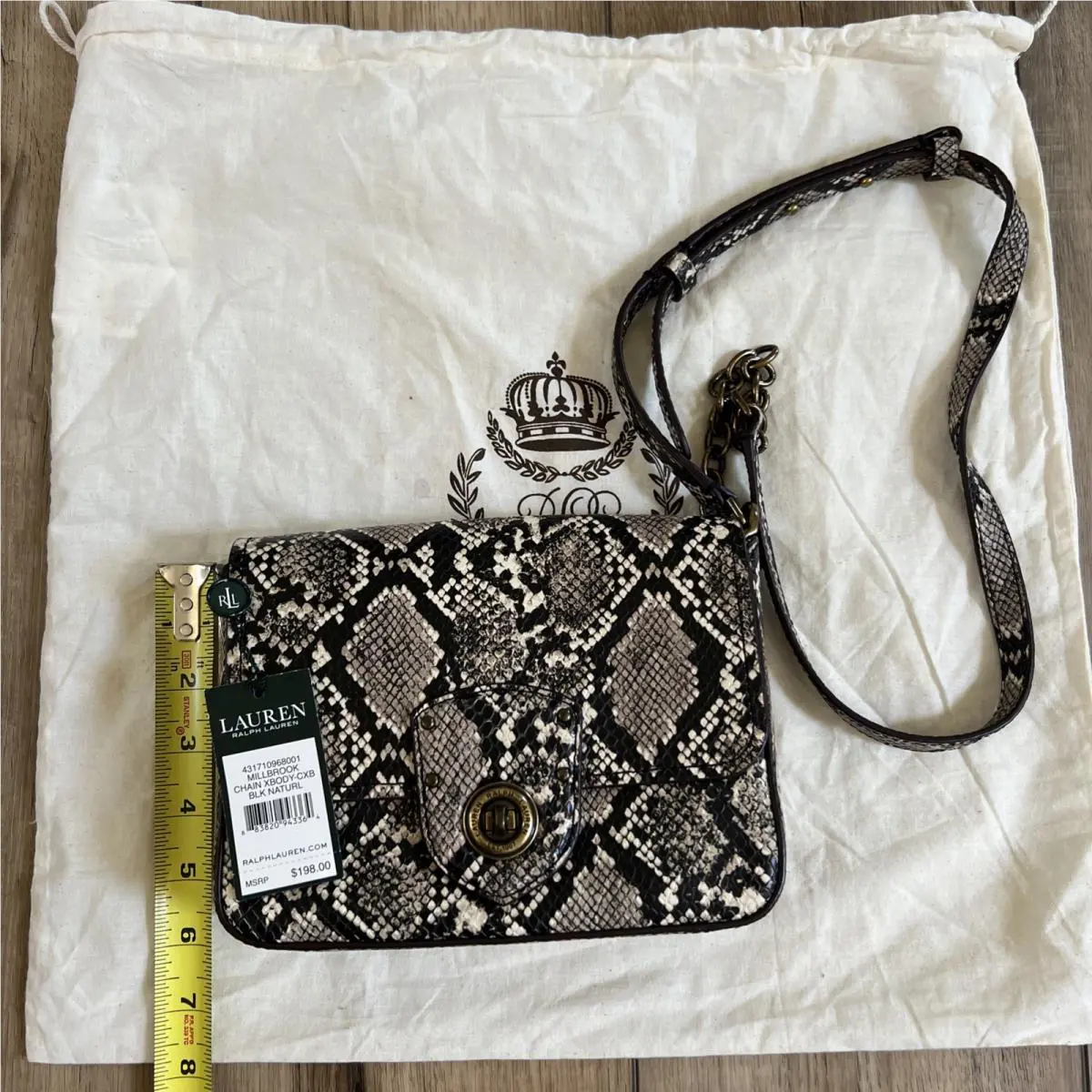Lauren Ralph Lauren Millbrook Cha Snakeskin Buckle Crossbody