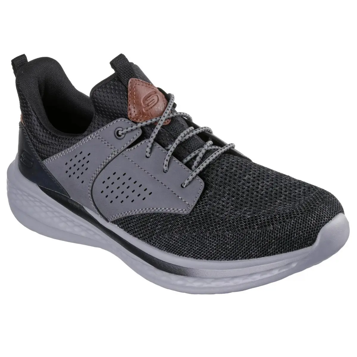 Black Gray Men`s Skechers Shoes Mesh Memory Foam Comfort Cushion Slip On 210892