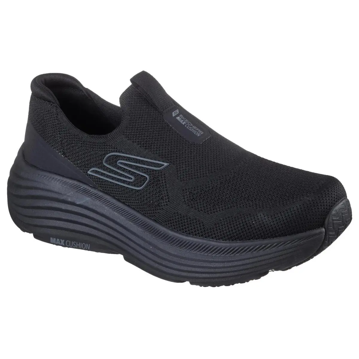 Men`s Skechers Shoes Max Cushioning Black Endeavour Running Slip On Light 220624 - Black