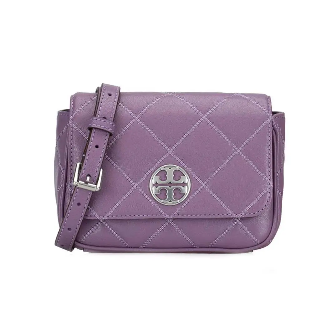 Tory Burch Women`s Willa Leather Convertible Belt Bag Allium Purple 136158