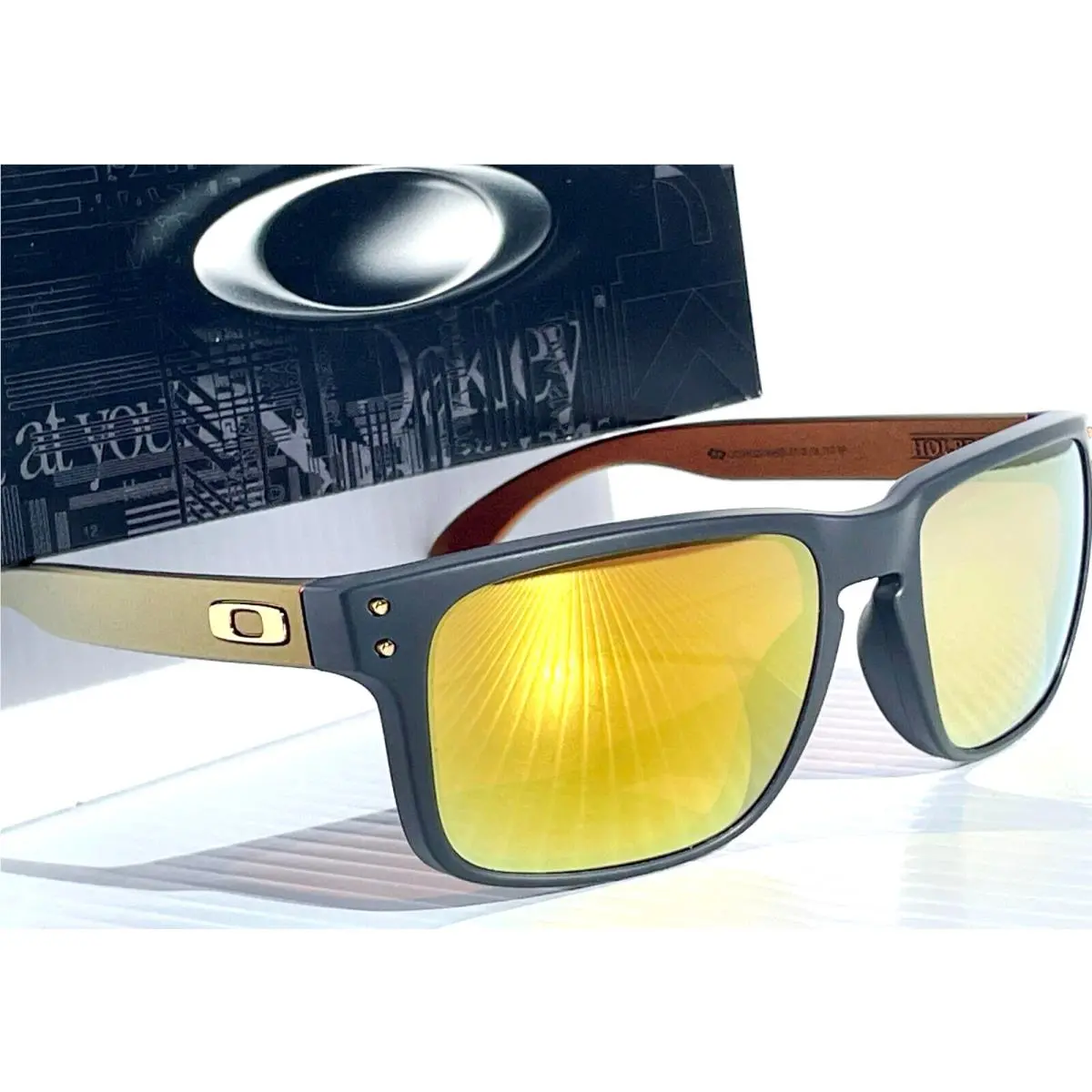 Oakley Holbrook Matte Carbon Polarized Prizm 24K Gold Lens Sunglass 9102-W4