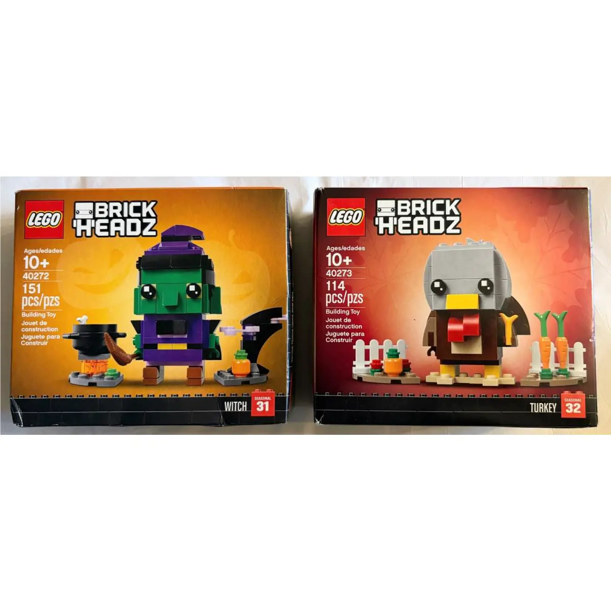 Lego Brickheadz Witch 40272 and Turkey 40273 Halloween Thanksgiving