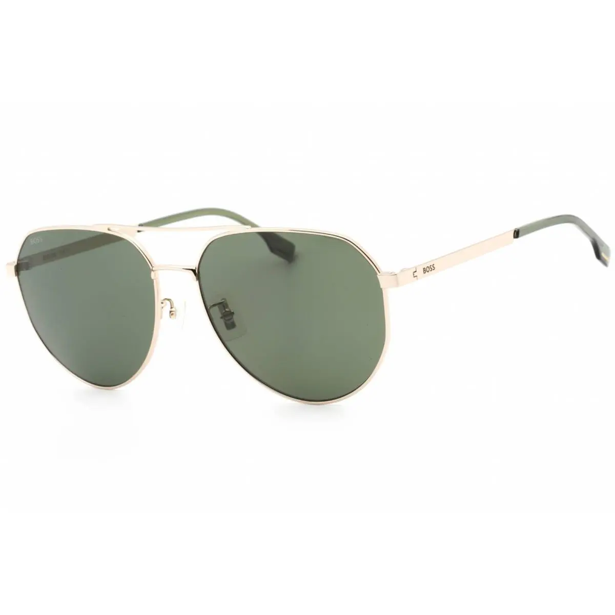 Hugo Boss Men`s Sunglasses Gold Pilot Frame Green Lens Boss 1473/F/SK 0J5G QT