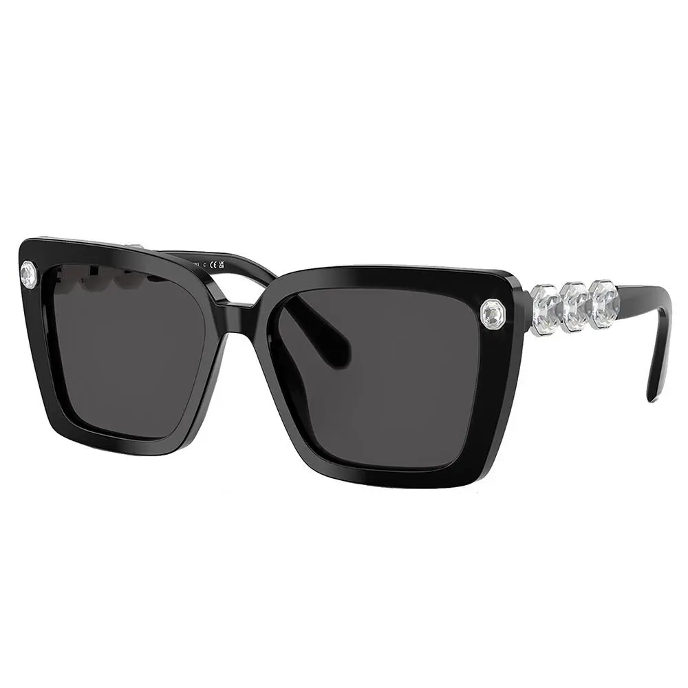 SK 6032 100187 Black Plastic Square Sunglasses Grey Lens by Swarovski