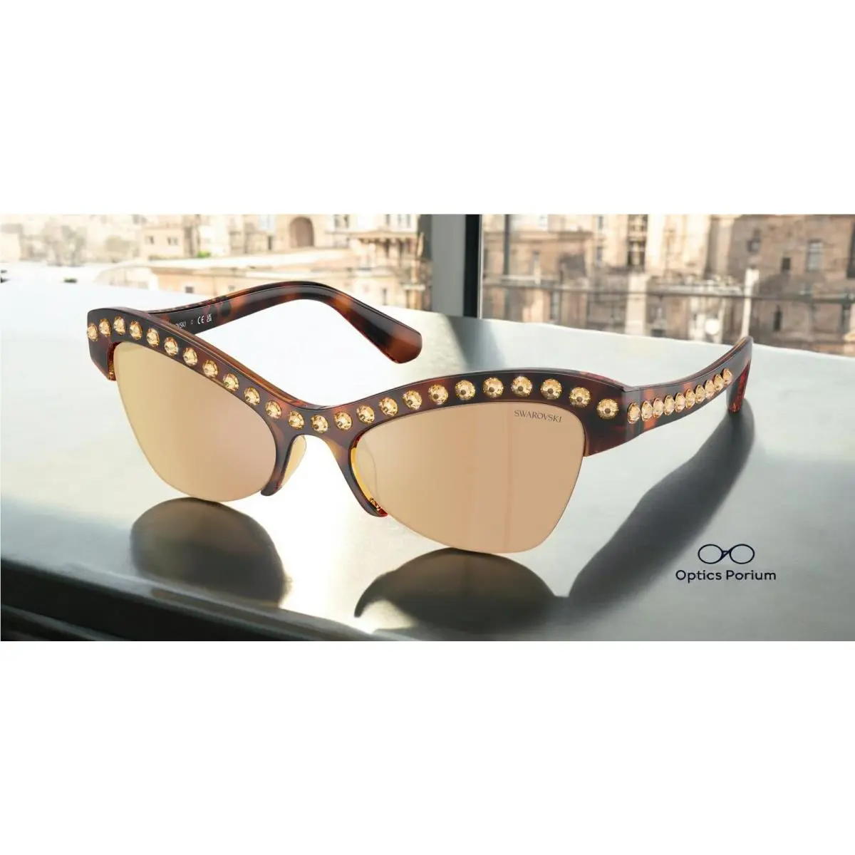 Swarovski SK6043 100271 Havana Brown Mirror Rose Gold 55 mm Women`s Sunglasses