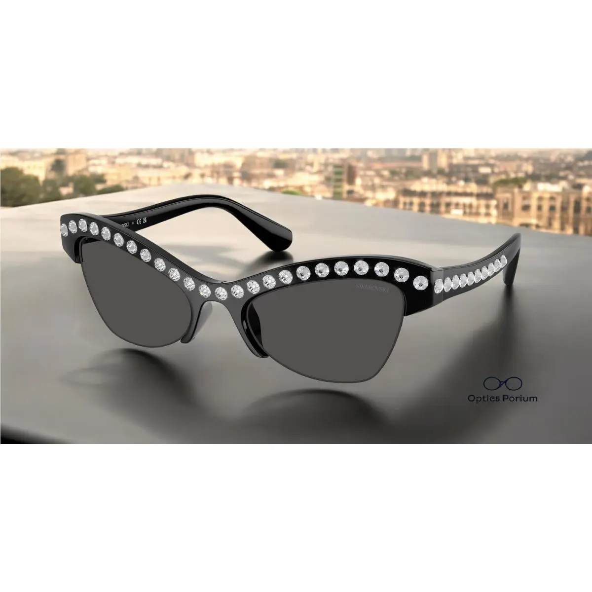 Swarovski SK6043 100187 Black Dark Grey 55 mm Women`s Sunglasses