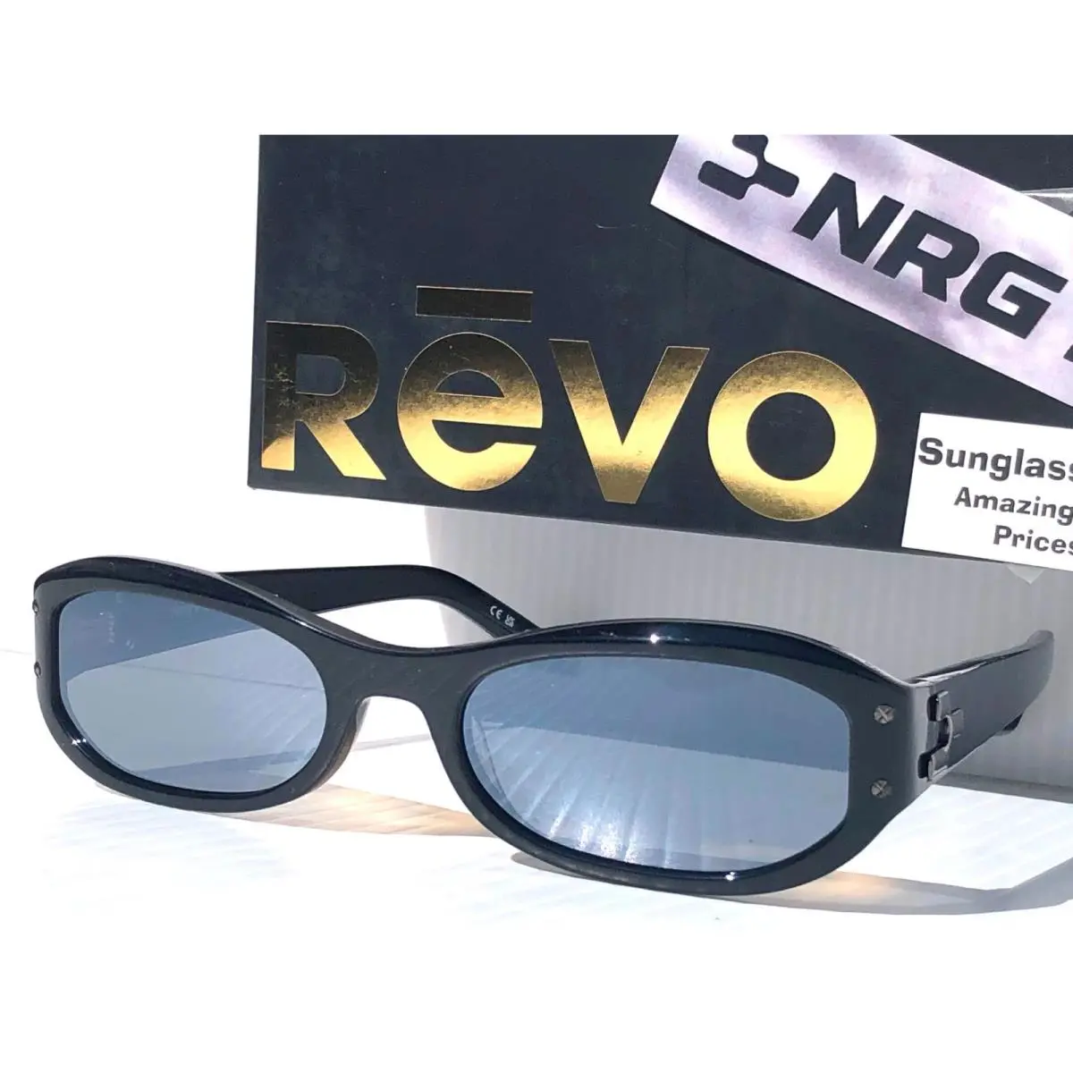 J Balvin Revo Nrgy Vela Shiny Black Polarized Grey Lens Sunglass 6001 01 GY