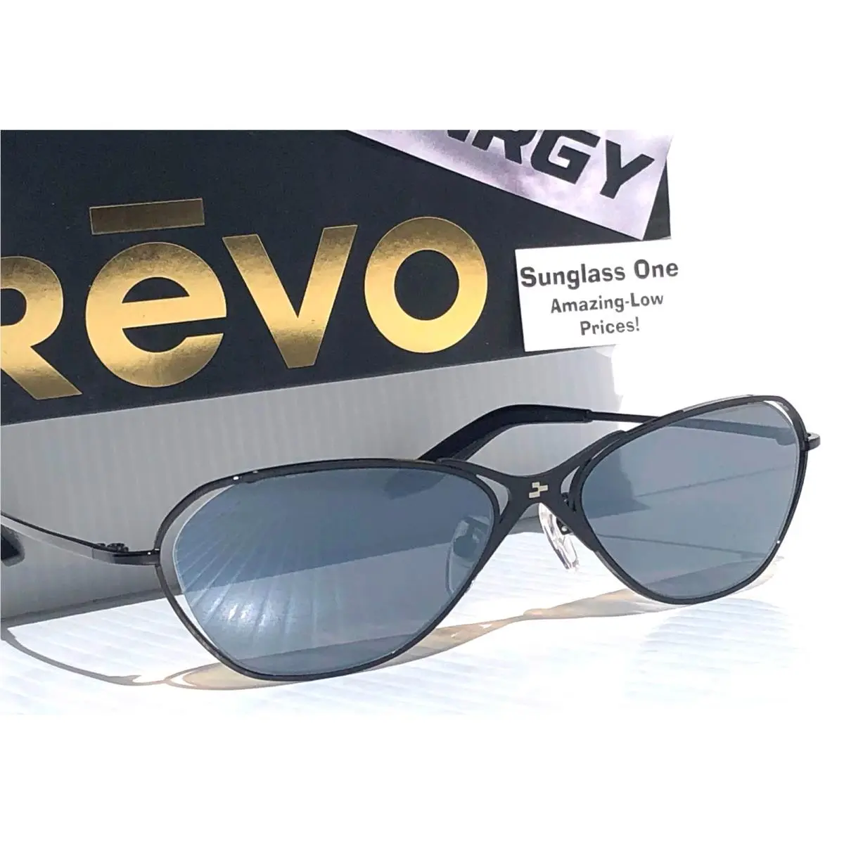 J Balvin Revo Nrgy Loop Shiny Black Polarized Grey Lens Sunglass 6006 01 GY