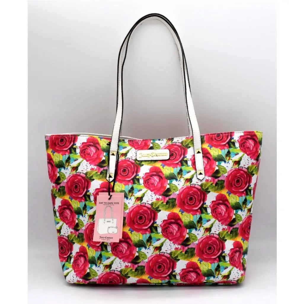 Juicy Couture Bag Pink Rose Floral Satchel Bonus White Clutch