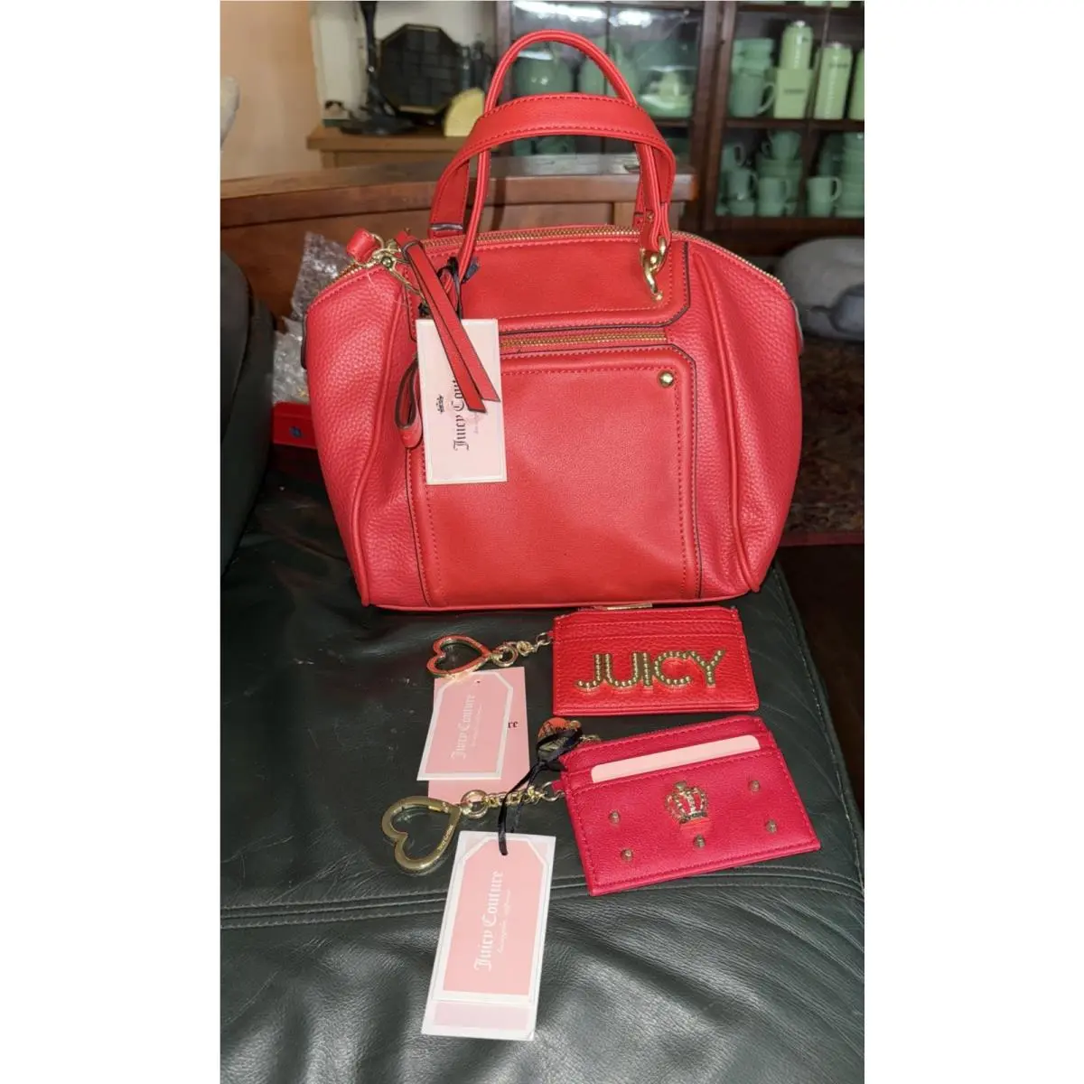 Juicy Couture Red Satchel Bag with 2 Card Holders