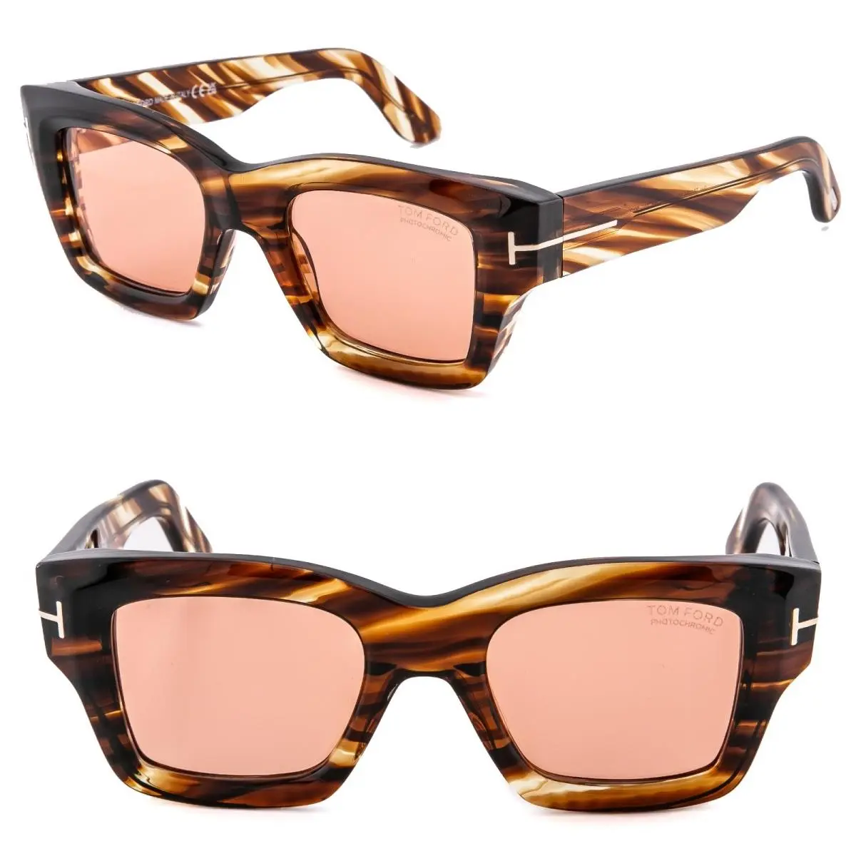 Tom Ford Ilias TF1154 55E Rose Brown Tortoise Photochromic FT1154 Sunglass 1154