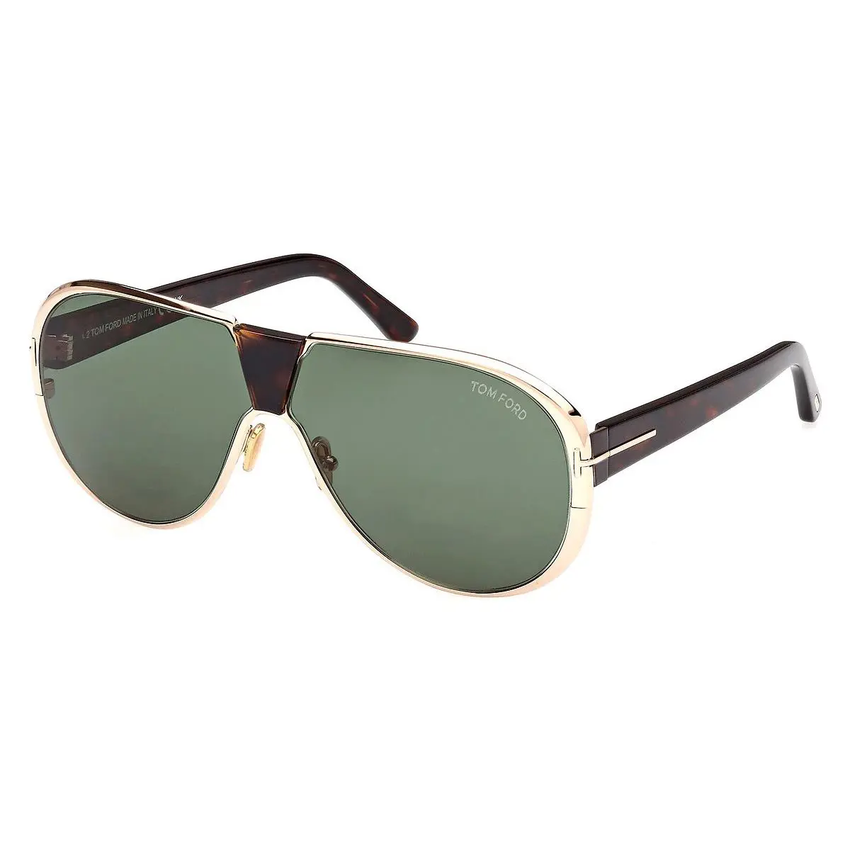 Tom Ford Vincenzo FT1072 28N Sunglasses Gold / Havana Frame Green Lenses 64mm - Frame: Havana, Lens: Green