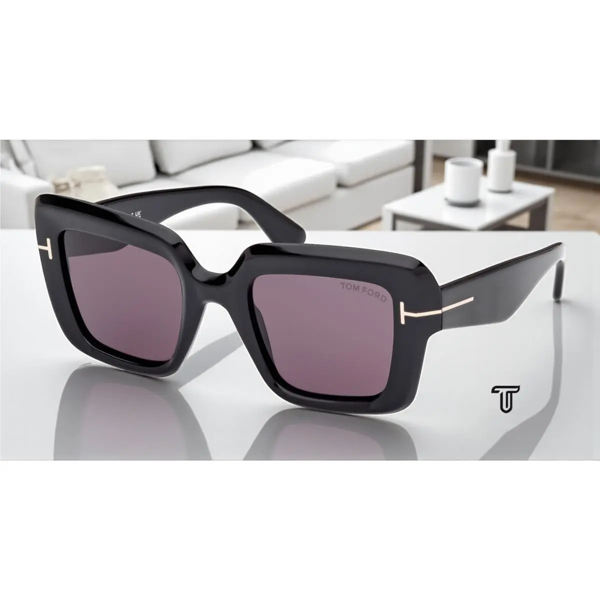 Tom Ford Esme FT1157 01A Acetate Shiny Black Smoke 50 mm Women`s Sunglasses