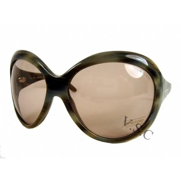 Tom Ford Anna Sunglasses TF64 559 64mm Green Horn / Grey Green Lens Vintage