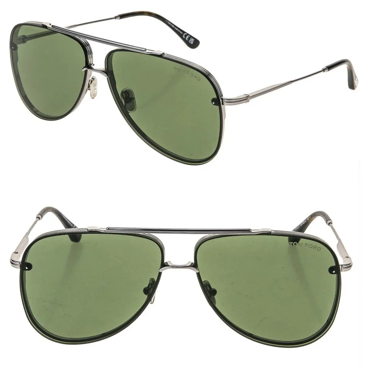 Leon TF1071 14N Gray Green Metal Aviator Sunglasses 1071 by Tom Ford