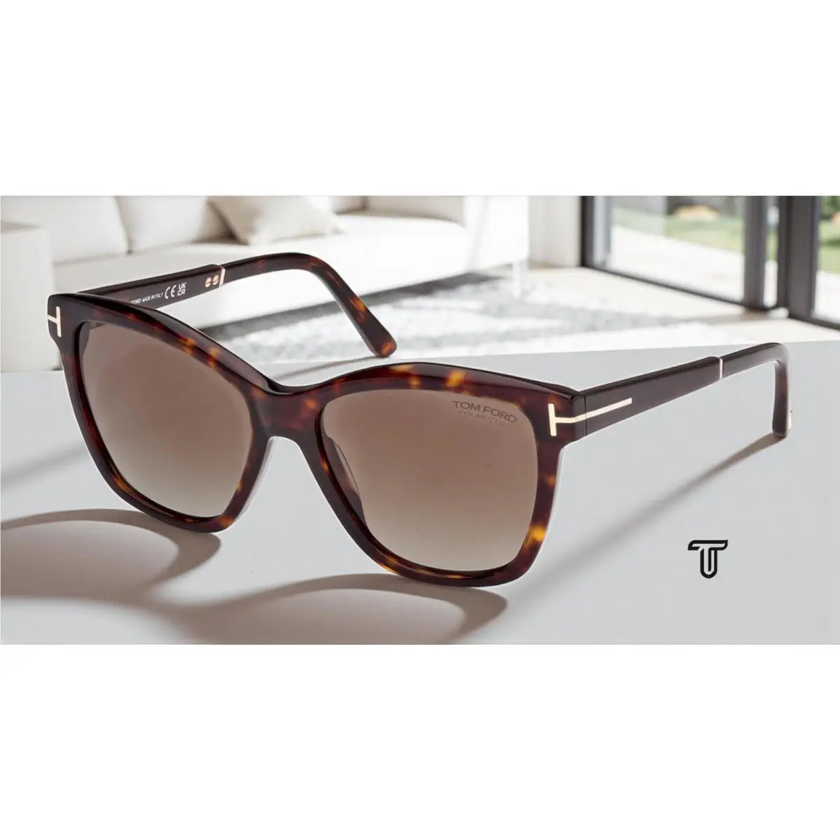 Tom Ford Lucia FT1087 52H Dark Havana Brown Polarized 54 mm Women`s Sunglasses