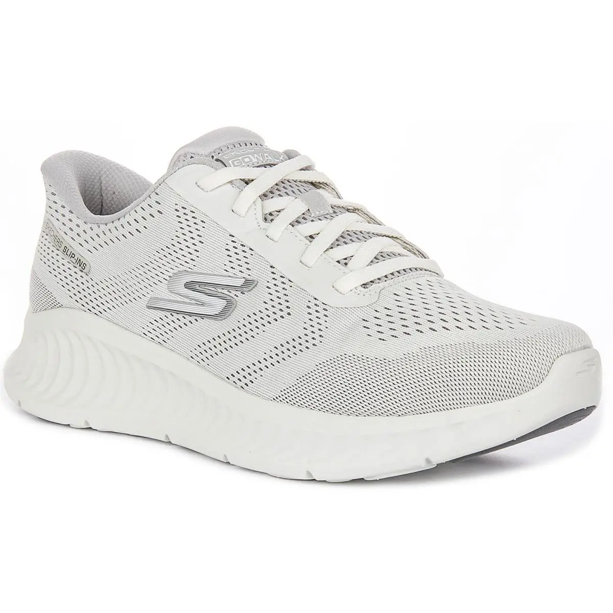 Skechers Go Walk Now Slip In Vegan Knit Mens Sneakers In White Grey US 7 - 13 - White Grey