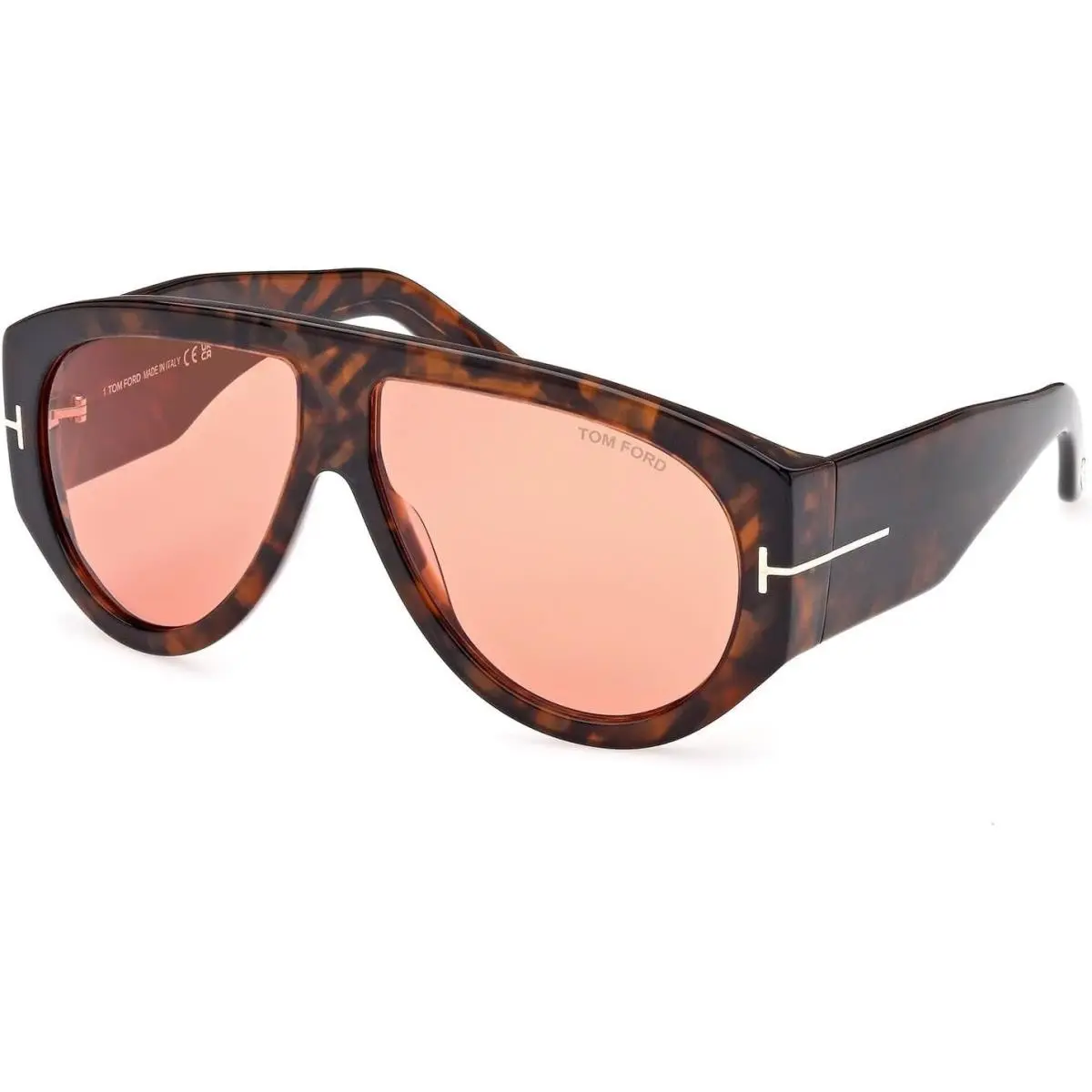 Bronson Sunglasses FT1044S 52S 60mm Shiny Havana / Red Lens by Tom Ford