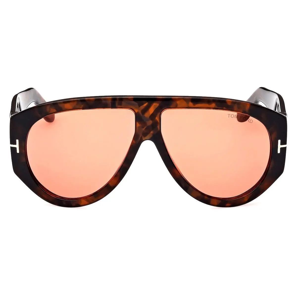 FT1044 Bronson Sunglasses Shiny Dark Havana/t Logo Orange 60mm by Tom Ford
