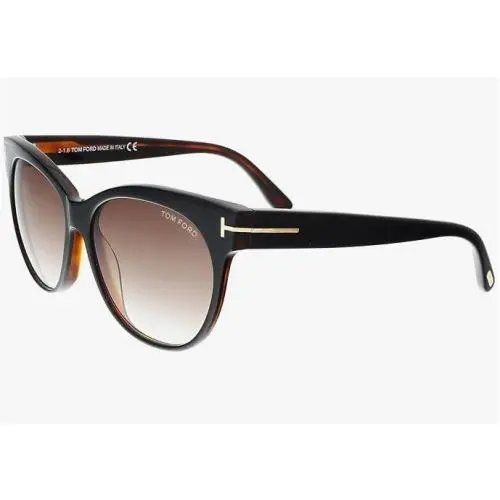 Tom Ford Cateye Sunglasses TF330 Saskia 03B 57mm Black/havana