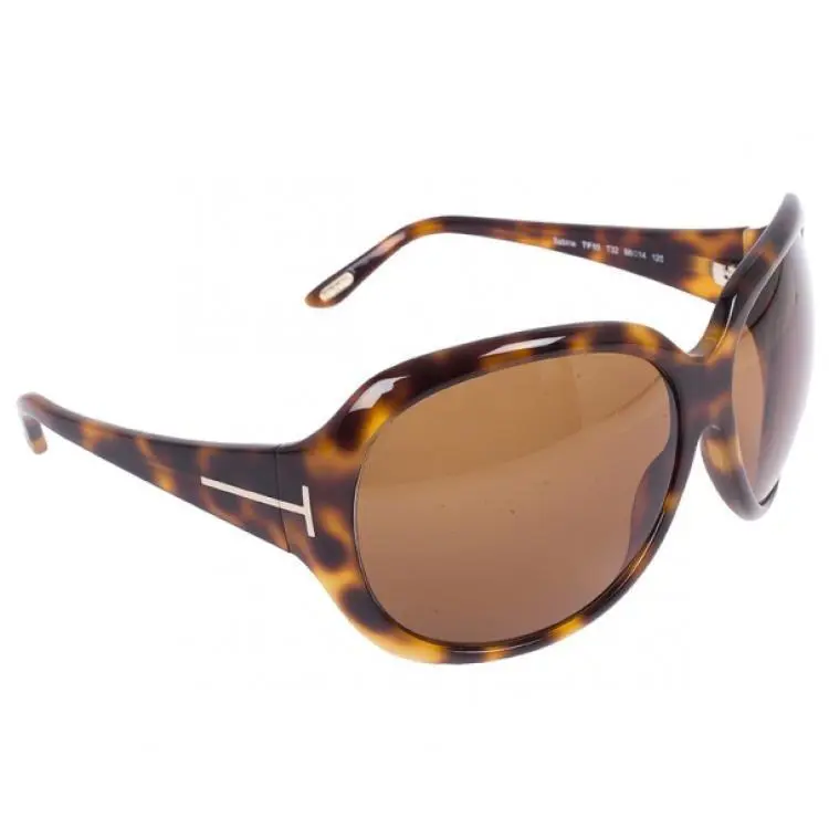 Tom Ford Sabine Sunglasses TF65 T32 66mm Tortoise / Dark Brown Lens Vintage