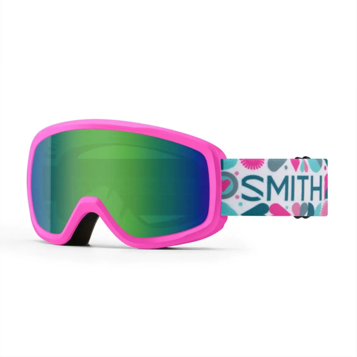 Smith Snowday Kids Ski / Snow Goggles Vivid Pink Hearts Green Sol-x Mirror Lens - Frame: Pink