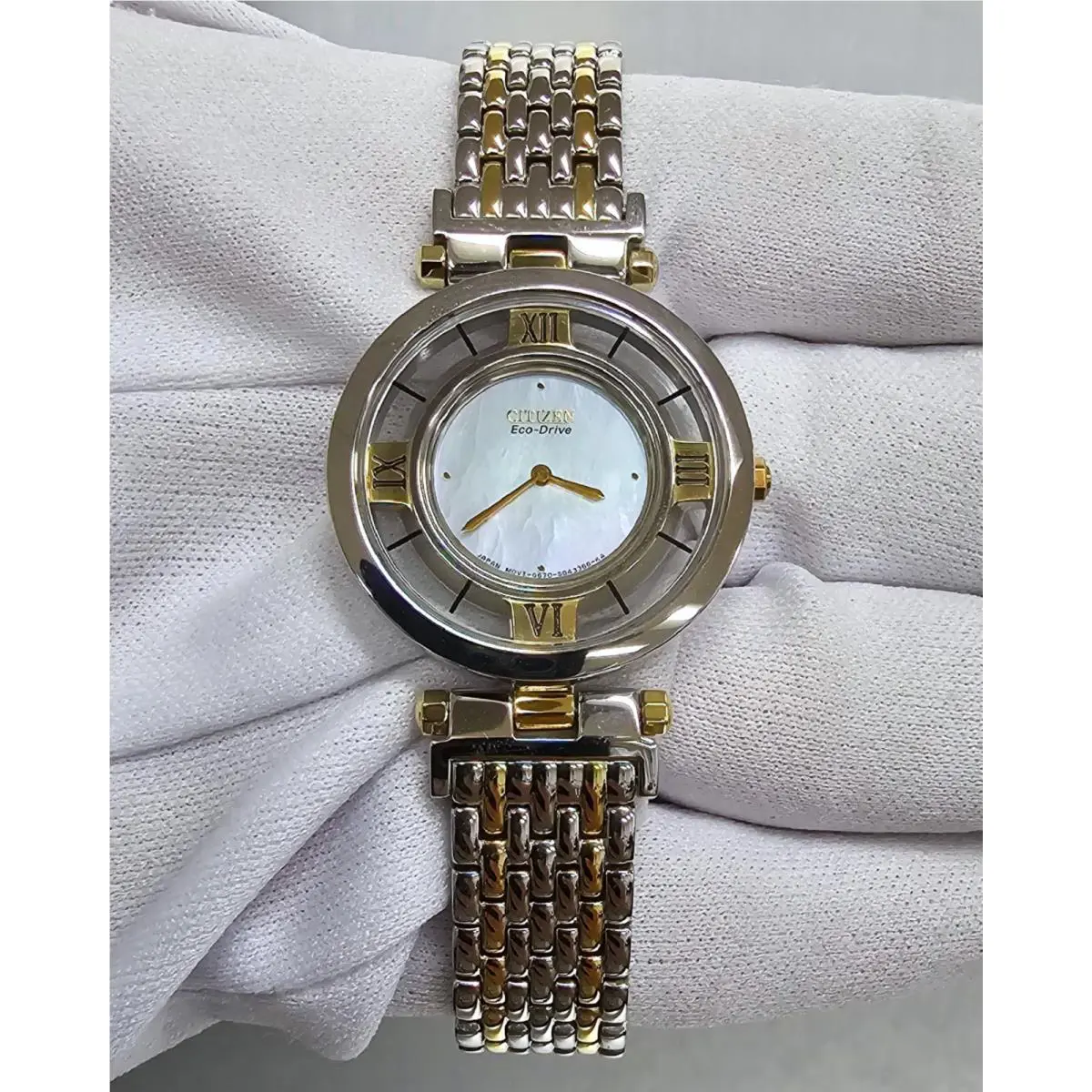 Citizen Stiletto Eco-drive 28 MM Mop Dial Two-tone Women`s Watch EG3084-54D