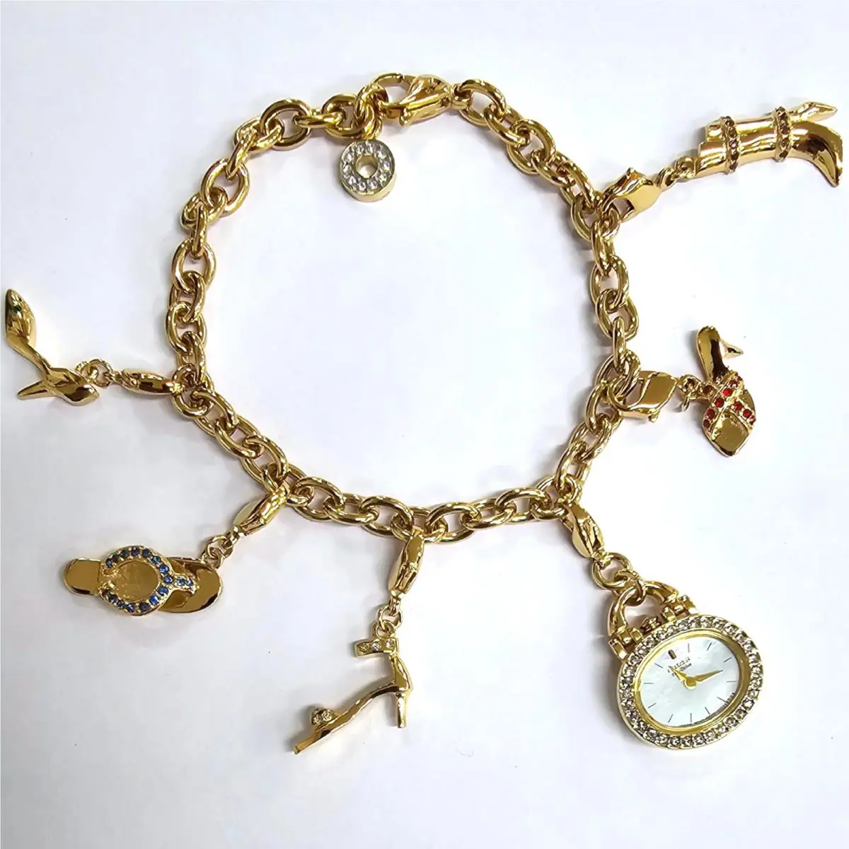 Citizen Eco-drive Mop Dial Swarovski Charm Bracelet Women`s Watch EG2442-60D