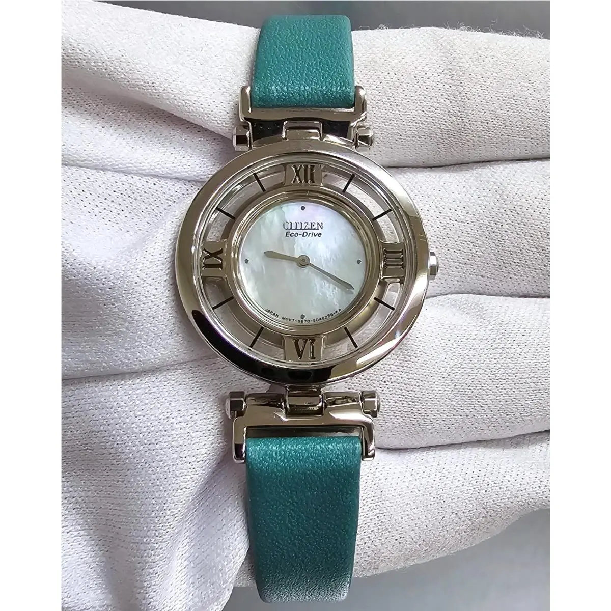 Citizen Stiletto Eco-drive 28 MM Mop Dial Leather Women`s Watch EG3080-12D