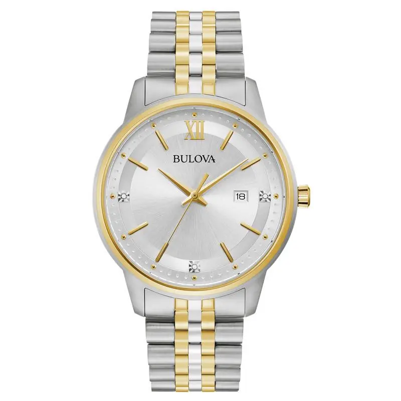 Men`s Classic Calendar Quartz Silver Stainless Steel Watch 41 MM 98D161 by Bulova