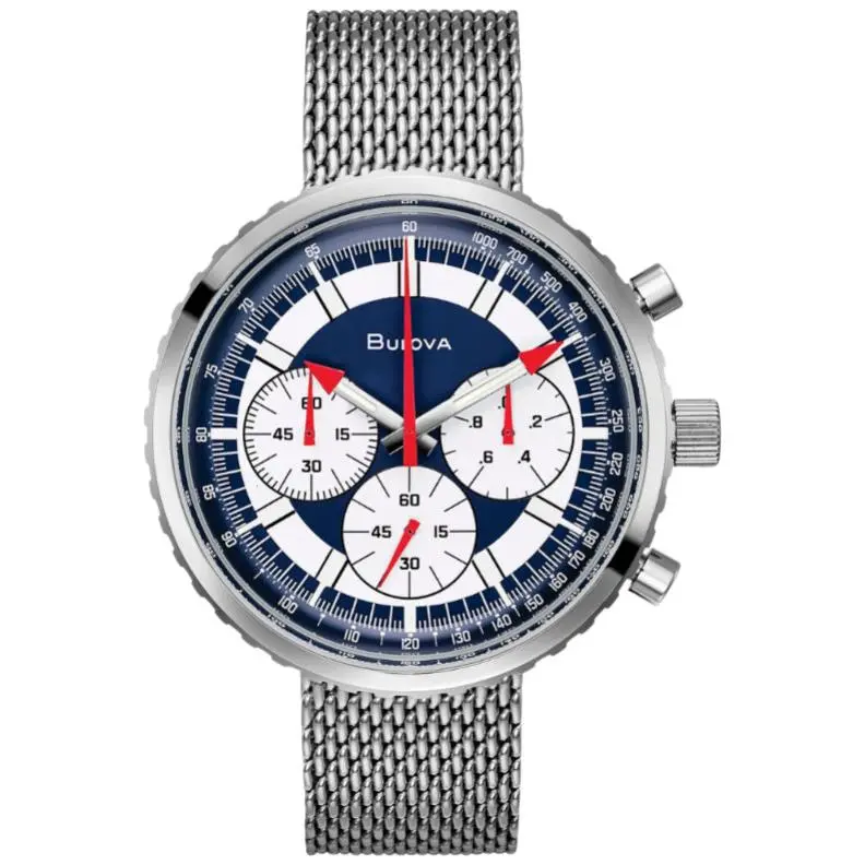 Bulova Chronograph C Watch Archive Series Model 96K101 SS Blue Dial - B P