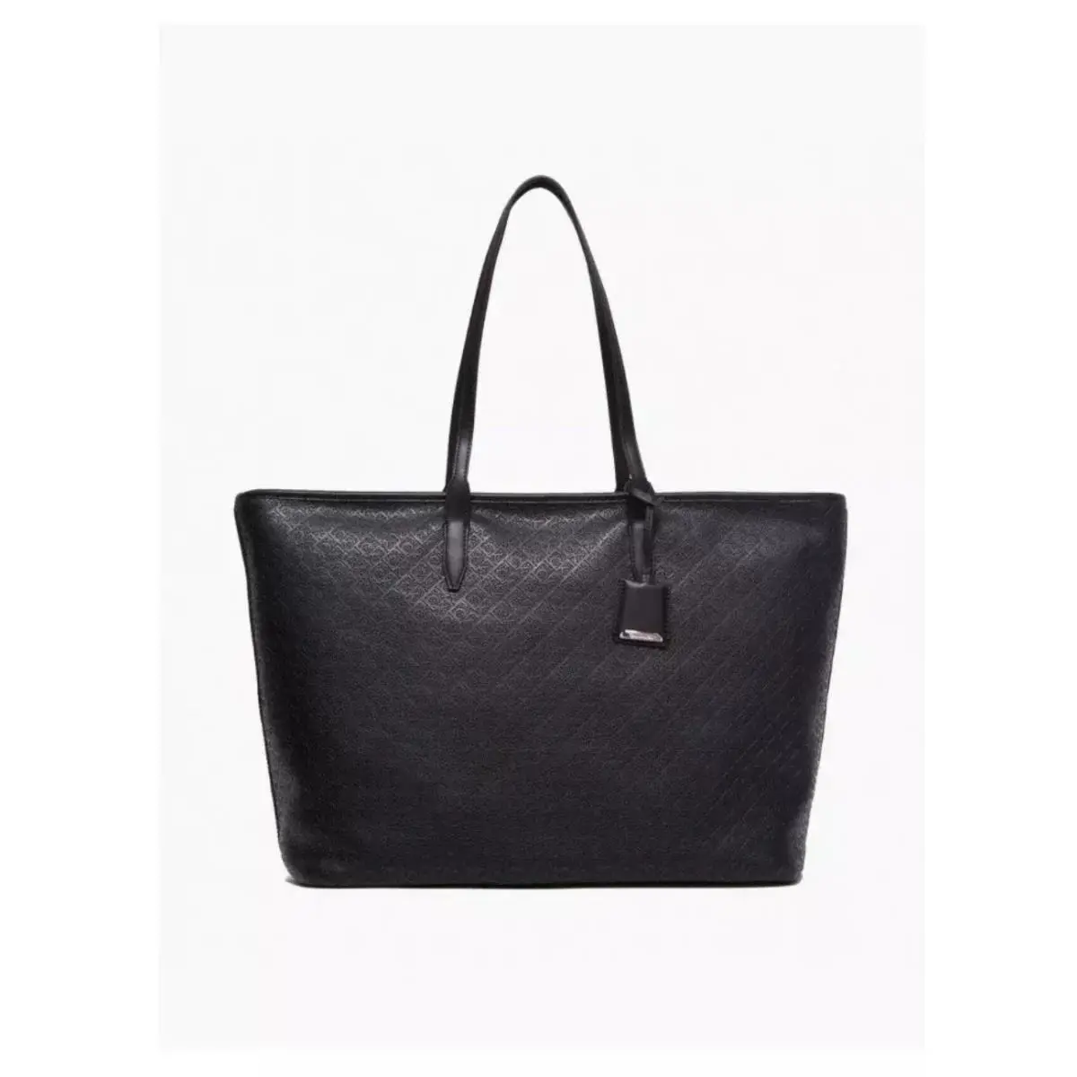 Calvin Klein Large Monogram Logo Pebble Tote Bag Black 21.5 W x 13 H x 8 D