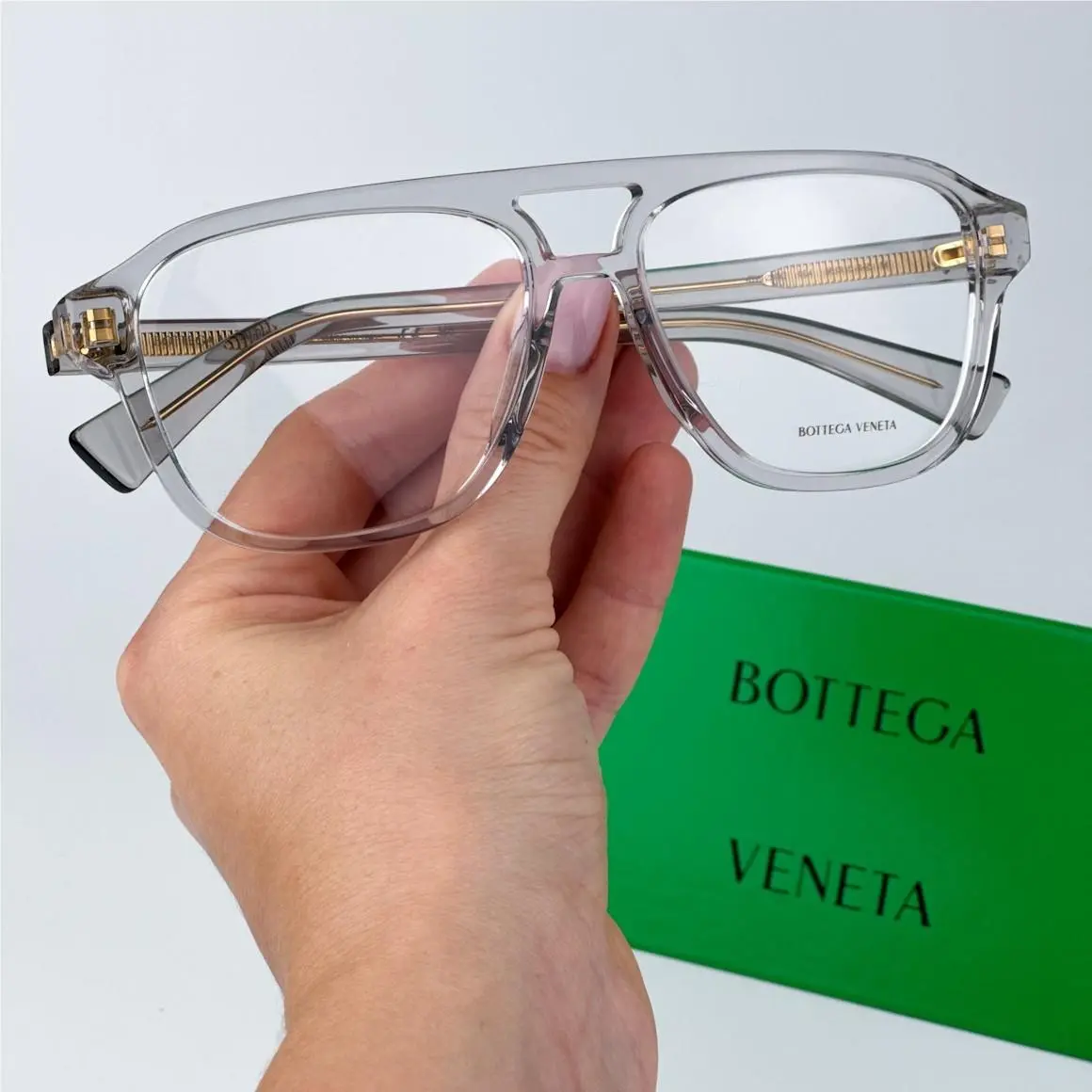 Women Eyeglasses Grey Demo Pilot BV1294O 004 by Bottega Veneta